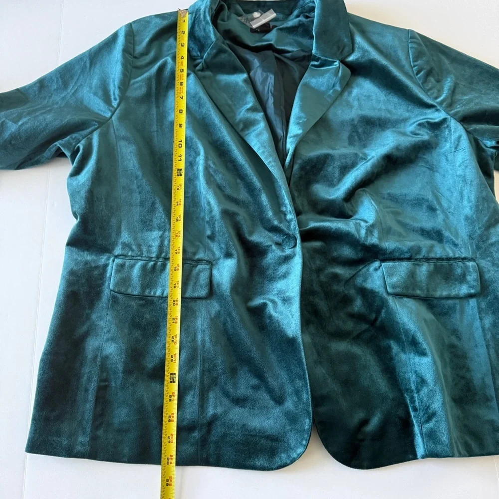 Roaman’s Teal Velvet Women's Blazer Jacket Size 26W - Picture 3 of 8